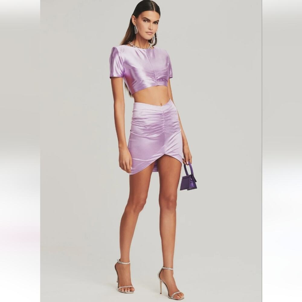 Retrofete Dehl Skirt in Lilac Purple Size Small NWT Satin Fabric